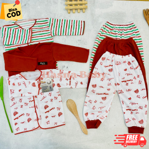 Paket 6Pcs SNI Setelan Baju Bayi Baru Lahir Lengan dan Celana Panjang Baby Newborn Gift Set Seri Teracotta- Juragan lebak