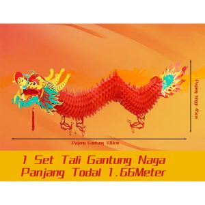 Set Dekorasi Imlek Naga Gantung Warna-Warni Motif Floral Besar