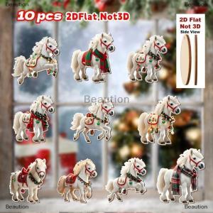 [COD] Beaution 10 20 30Pcs Elegant White Horse 2D Wooden Decorations Pendant Hanging Christmas Trees Decor Xmas Party Best Giving Gifts