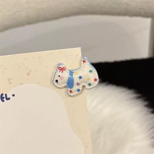 Tooyoo Plaid Puppy Hair Clip Cute Sweet Women Duckbill Clip Bangs Clip Versatile Cartoon