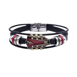 Multifuntional Leather Bracelet Guitar Theme Wristband Adjustable Bracelet Suitable for Parties and Casual Outings
