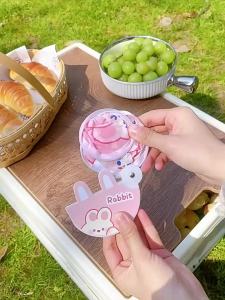 Cute Folding Fan for Girls CartoonCloth Surface Folding Fan Pocket Round Fan Children Portable Handheld Round Fan Summer Portable