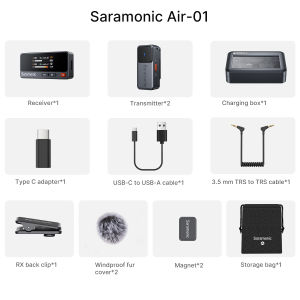 Saramonic Air Micro không dây Micrô ve áo gốc Mic khử tiếng ồn Micrô mini cho máy quay video Android DSLR iPhone 15 iPhone16