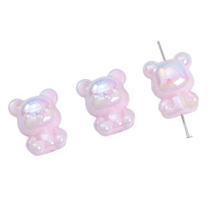 4ชิ้น17X21มม. น่ารักอะคริลิคลูกปัดหมีน้อยเสน่ห์สำหรับสร้อยคอสร้อยข้อมือพวงกุญแจเครื่องประดับทำเครื่องเพชร DIY