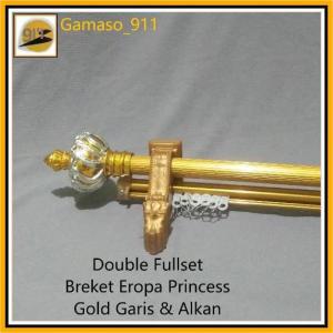 Besi Gorden Double Fullset Rollet Princess Batang GARIS Ganda & Rel Elite Vitrase Murah