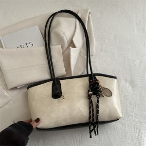 GOODOO Large Capacity Work Shoulder Bag Simple PU Leather Female Crossbody Bag Y2K Trend Solid Color Lady Handbags Women Female