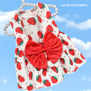 Đầm cho Chó Mèo thắt nơ bằng vải kate dễ thương - Love Pets Shop