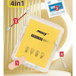 Hộp Sơ Cứu Mini 4 Trong 1 – Băng Cá Nhân Bông Cồn Tăm Bông Sát Trùng – Tiện Lợi Mang Theo Mọi Nơi