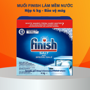 Muối rửa bát Finish 4kg 2kg 15 1kg làm mềm nước loại bỏ cặn vôi chuyên dùng cho máy rửa chén bát viên bóng bột Finish