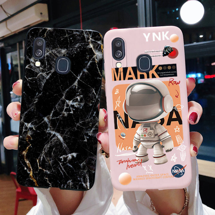 For Samsung Galaxy M20 Case Soft Silicone Black Astronaut Marble Painted  Phone Case Back Cover For Samsung M20 Casing