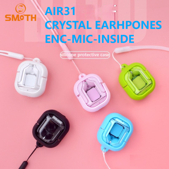 SMOTH Air31 Earphones Wireless Bluetooth Headset Crystal Shell ...