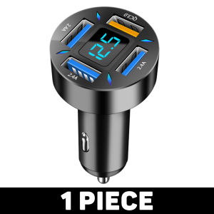 66W sạc điện dùng trên xe hơi 12V/24V sạc nhanh PD QC3.0 4 cổng Bộ chuyển đổi đầu sạc điện thoại cho xe hơi với Vôn kế
