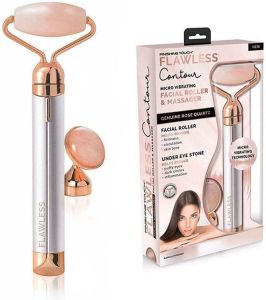 Finishing Touch Flawless Contour Vibrating Facial Roller & Massager Rose Quartz