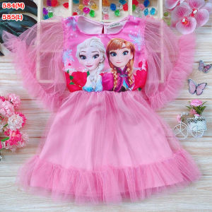 2-8ขวบ เดรสแอลซ่าแต่งระบายแขน ระบายชาย เสื้อผ้าเด็กผู้หญิง เสื้อผ้าเด็กผญ เดรสเด็กผู้หญิง ชุดเด็กผู้หญิง ชุดเด็กผญ [584]
