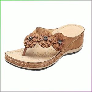 Womens Sandals Vintage Dryness Sandals Resistant to Bending Delicate Embroidery Large Size