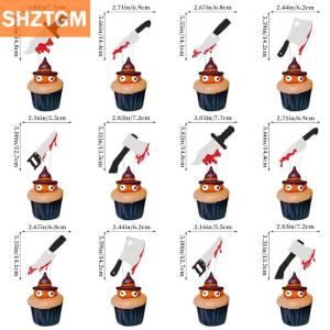 [COD] SHZTGM ชุดเครื่องใช้บนโต๊ะอาหารแบบใช้แล้วทิ้งสำหรับงานปาร์ตี้ฮาโลวีนแผ่นพิมพ์มือเปื้อนเลือดลายสยองขวัญอุปกรณ์ตกแต่งโต๊ะสำหรับงานปาร์ตี้ฮาโลวีน