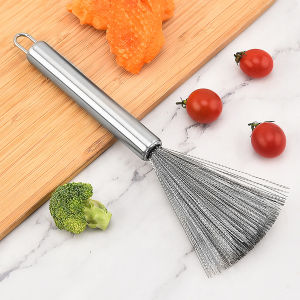 แปรงขัดกระทะ ด้ามยาว ลวดเหล็กกล้าไร้สนิม แปรงขัดหม้อ สําหรับทําความสะอาดห้องครัว ฝอยขัดหม้อแบบมีด้าม