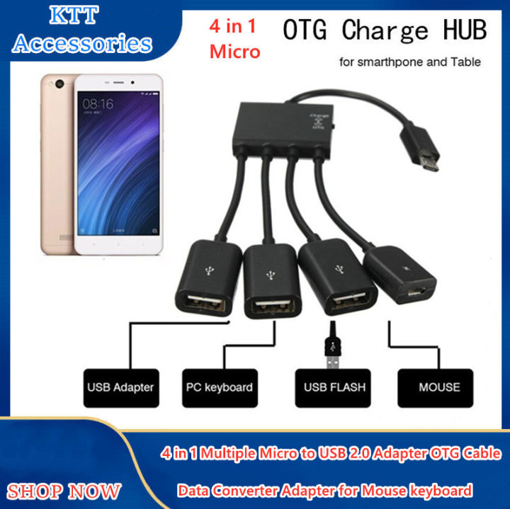 4 in 1 Multiple Micro to USB 2.0 Adapter OTG Cable Data Converter ...