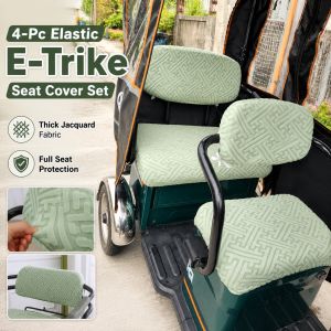 4-in-1 Plush Electric Tricycle Seat Cover Set Thick Jacquard Protector Cover Fit Yadea/NWOW E-Trike