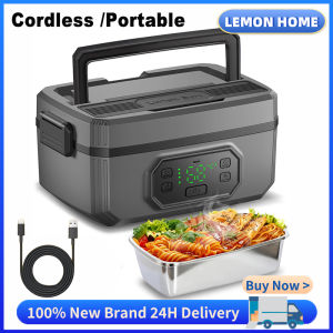 Cordless Electric Lunch Box for Adults Rechargeable Insulated Lunch Box with Timer Portable Bento Box 304 Stainless Steel Food Storage Container Portable Food Warmer Food Steamer for Office School Outdoor Camping
