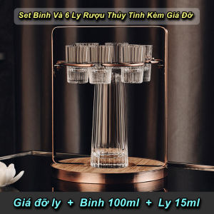 Bộ Bình Và 6 Ly Thủy Tinh Pha Lê CRISTALERÍA Cao Cấp Kèm Giá Đỡ Ly - BestMartVN