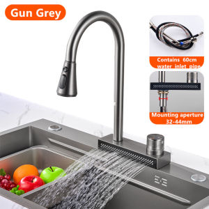 High-end Kitchen Faucet Waterfall Sink Hot Cold Water Tap Single Hole Stainless Steel Accessories Faucet
