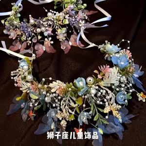 Pearl Head flower crown kids Wreath Sweet Butterfly crown Fashion Corolla Hair Accessories for Girls