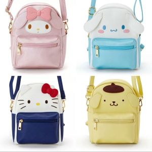 DWT9814 KT Cat Kuromi Backpack PU Leather Cartoon My Melody Shoulder Bag Casual Waterproof Cinnamoroll Crossbody Bag Girl