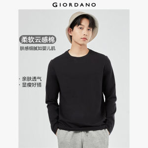 Giordano Men Solid color crewneck long sleeve cotton tee Free Shipping 01023820