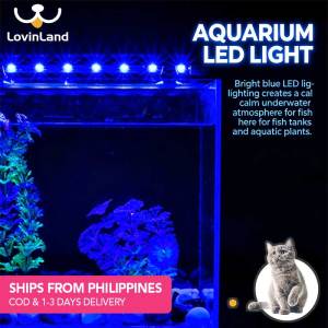 lovinland Submersible Aquarium Light Fish Tank Light Full Waterproof Blue LED Landscaping Decorative Lamp