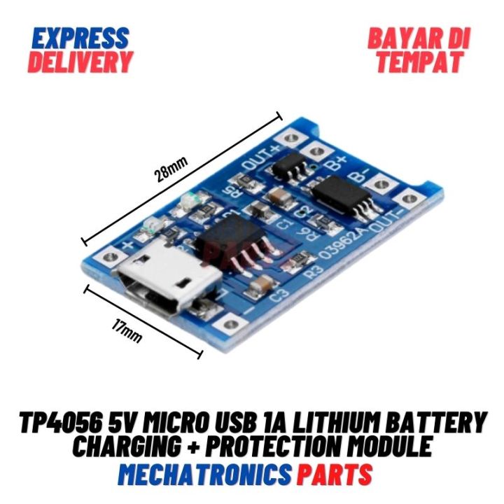 [PSU-0007] TP4056 5V MICRO USB 1A LITHIUM BATTERY CHARGING + PROTECTION ...