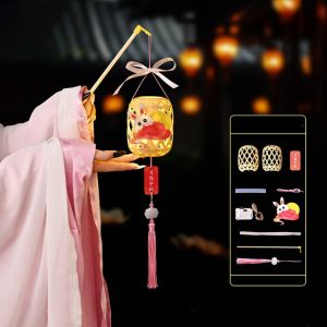 GIGBM Handmade Middle Autumn Festival Lantern Handcraft Luminous Rabbit Handheld Lantern Cute Cartoon Children DIY Lantern Material Kit Kid Gift