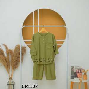 Hanna One Set Setelan Baju Wanita Kekinian Polo Linen