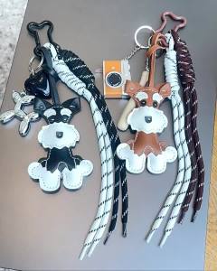 ins Cartoon Schnauzer bag pendant realistic camera-shaped keychain student backpack accessory for women