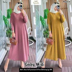 GABY MIDI BY NAZEELA / DRESS MIDI BAHAN KAOS KNIT BEST SELLER / GAMIS KNIT IMPORT PREMIUM