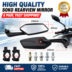 SOKO Universal Motorcycle Side Mirror Set - Adjustable Durable Pair for Enhanced Safety & Rear View
