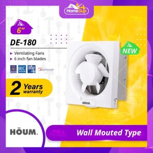 HOUM Ventilating Fan DE-180 - 6 Inch Fan Blade Wall Mounted Type - Ventilator / Wall Window Exhaust Fan DE180