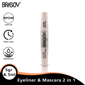 BRASOV Volume Mascara dan Eyeliner 2 in 1 MakeUp Waterproof BPOM XX-CT Black