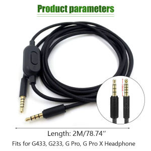 GEEBON 2M Headset Audio Cable ided Cord With Volume Control For G Pro X G233 G433