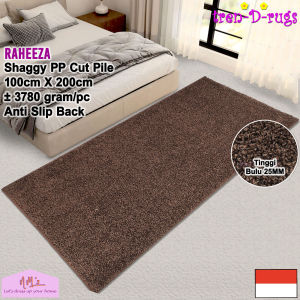 Tren-D-rugs Karpet shaggy polos modern estetik 100 cm x 200 cm anti slip alas kasur samping tempat tidur lantai lorong panjang runner koridor lobby hotel tinggi bulu 25 mm tebal minimalis - NMs