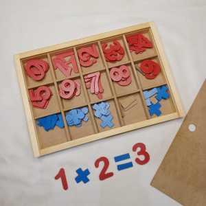 Montessori Toy Moveable Kotak Angka Belajar Berhitung