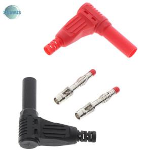 XUNYU3 2PCS RED + Black 4mm MALE Right Angle ฉนวนกันความร้อน Banana plug มัลติมิเตอร์ทดสอบ