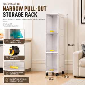 Next Day L20CM 3-5 Layers Slim Flip-Front Storage Cabinet Movable Kitchen Storage Shelf Rack Organiser