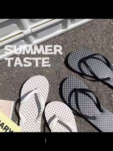 [Free Shipping] Korean-Style Small Polka Dot Simple Flat Flip-Flops For Women Suitable For Summer Outdoor Wear Versatile And Non-Slip With Soft Soles