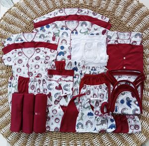 40Pcs Serian Maroon paket perlengkapan bayi Konmplit
