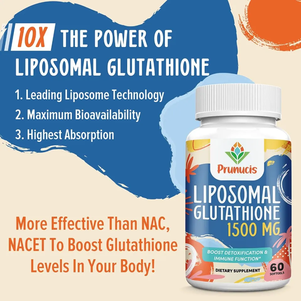 prunucis liposomal glutathione Prunucis 2400MG Liposomal Glutathione, Reduced L-Glutathione,Glutathione  Supplement with Vitamin C,60 softgels(sku.2303)
