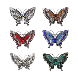 Stylish Butterfly Rhinestones Pin Sturdy Alloy Craftsmanship for Wedding Anniversary Christmas Celebration Outfits