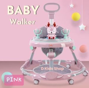 Smile Kids รถหัดเดิน รถเด็กหัดเดิน มีร่ม มีด้ามเข็น มีแผ่นรองเท้า เจ้ากวางแสนสวย โครงเหล็ก แข็งแรงมาก No.50220  สีพาสเทลสวยๆ