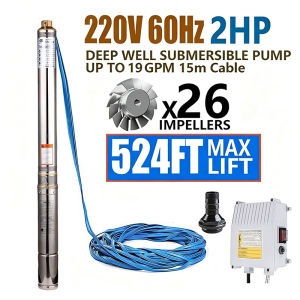 DEKES 220V Reliable 4" Rust‑Proof Stainless Steel Deep Well Water Pump for Household & Farm Use