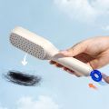 Hair Brush, Self-Cleaning Anti-Static Detangling Massage Comb, One-pull Clean Scalable Rotate Lifting Self Cleaning Hairbrush (White, Blue, Pink, 1 Count). 
